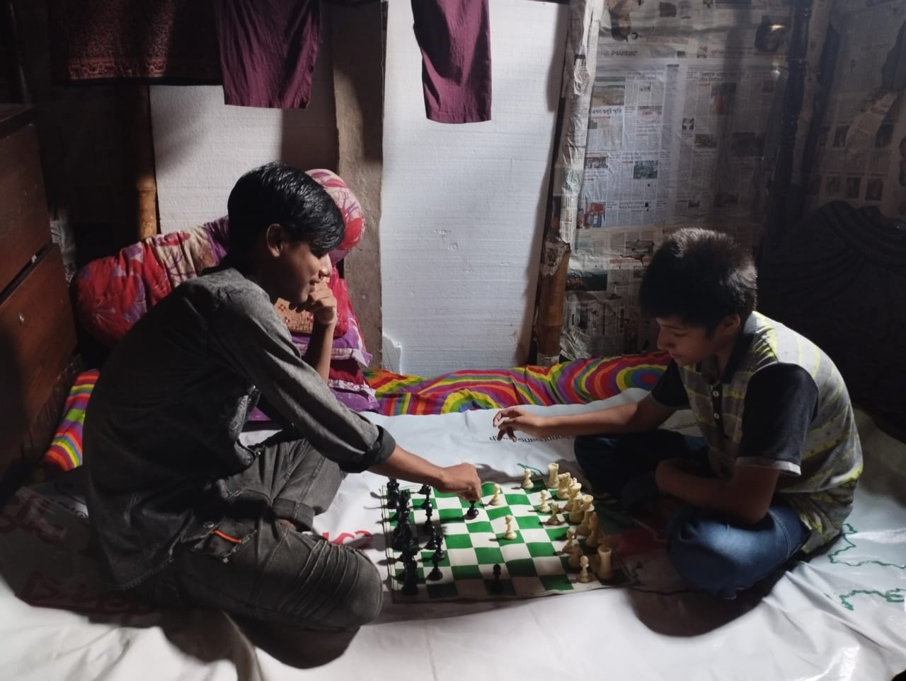 Arman and Shakil playing chess
