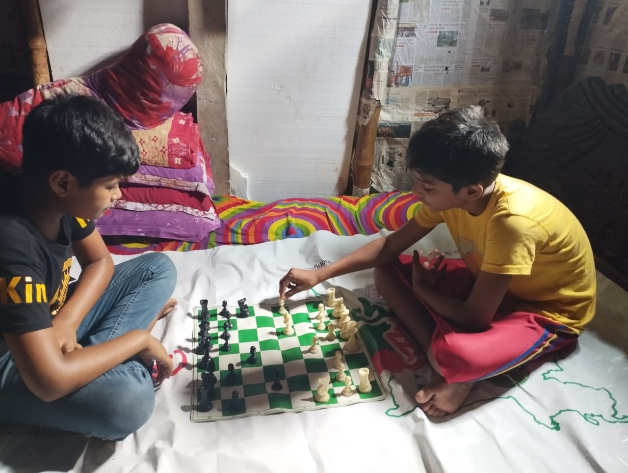 Jahid and Sohel playing chess