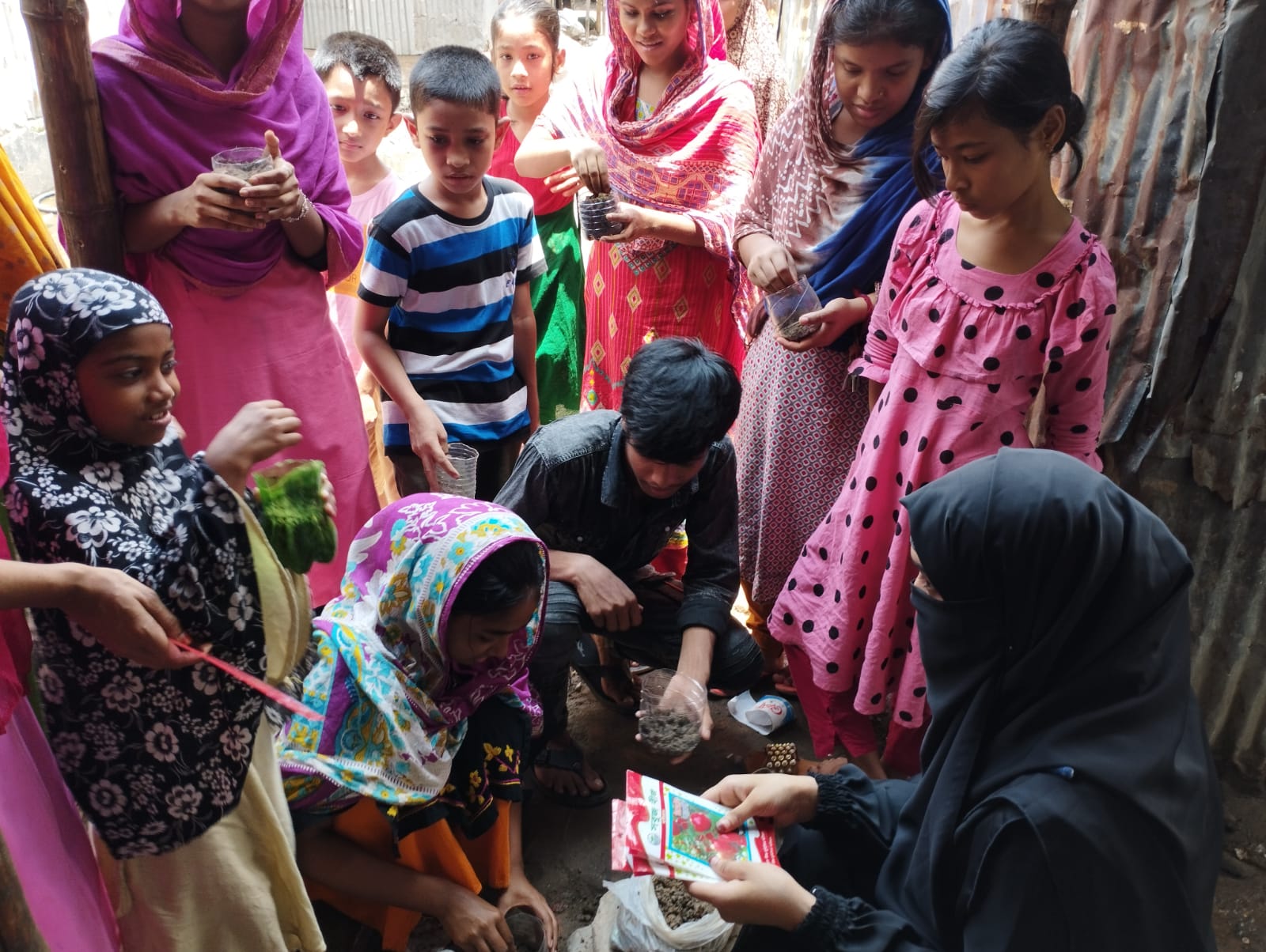 Children in Mohakhali participated in the vegetable garden program