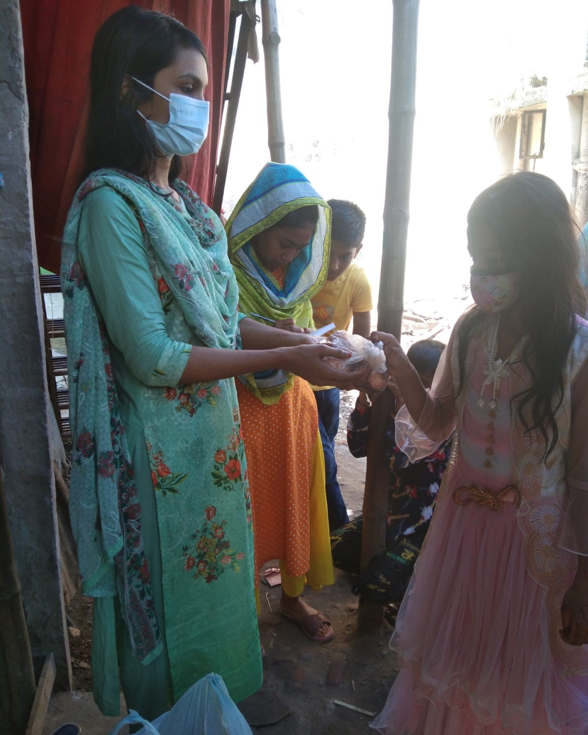 Sanjida received meat from Shapla Foundation