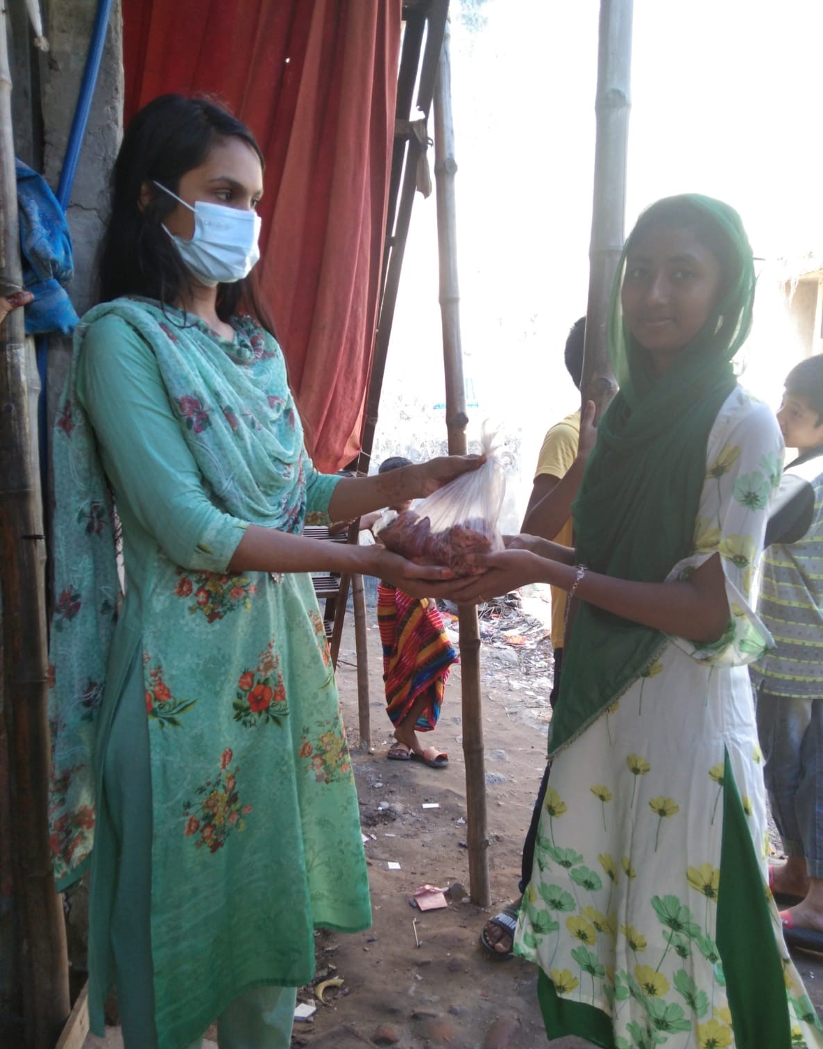 Moushumi received meat from Shapla Foundation