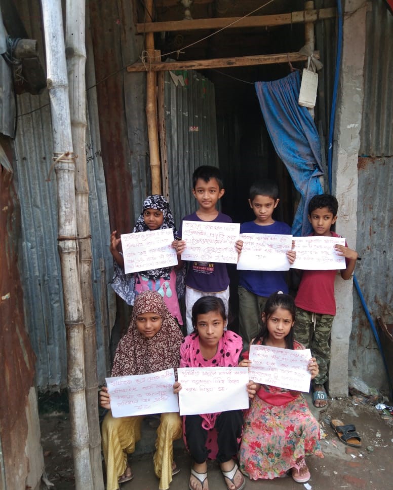 Kids in Mohakhali made fact cards on the greenhouse effect