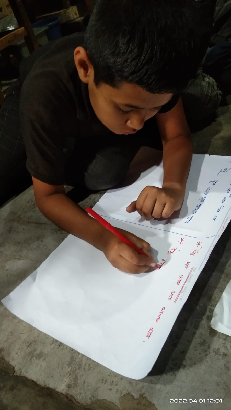Sohel making a poster on thunderstorm