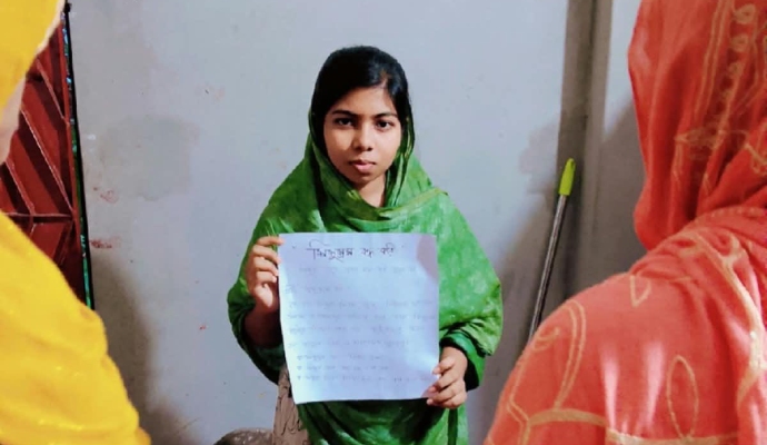 Jannatul participated in awareness against child labor program by Shapla Foundation