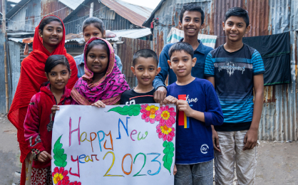 children in mohakhali celebrating new year 2023
