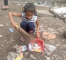 Sumona cleaning the neighborhood