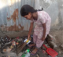 Tanjila cleaning the neighborhood