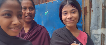 Fatema, Munni,  and Lamia received eid gifts