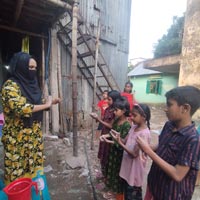 Tanjila, Riya, Arifa, and Romjan participated in the handwashing day program