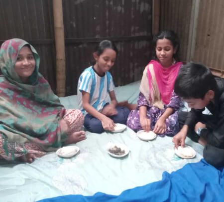 Hasna, Zakia, Oishi, and Morsalin participated in pitha utshob