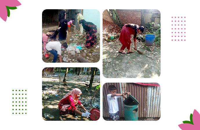 Collage of children cleaning their community