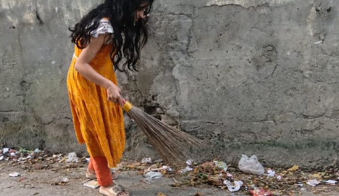 Ayesha participated in the cleaning