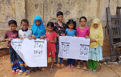 Kids in Mirpur made a poster on thunderstorm awareness