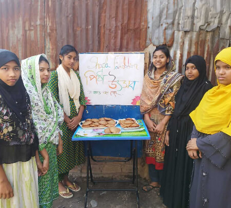 Maria, Suma, Jui, Sweety, Rabeya, and Nasrin participated in pitha utshob