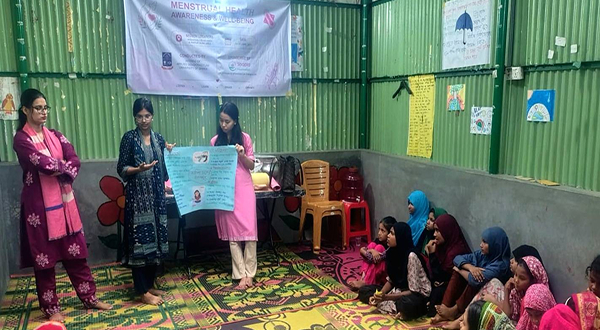 Kids in Mirpur participated in the menstrual health awareness program by Shapla Foundation
