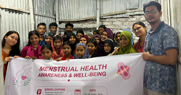Kids in Mohakhali participated in the menstrual health awareness program arranged by Shapla Foundation