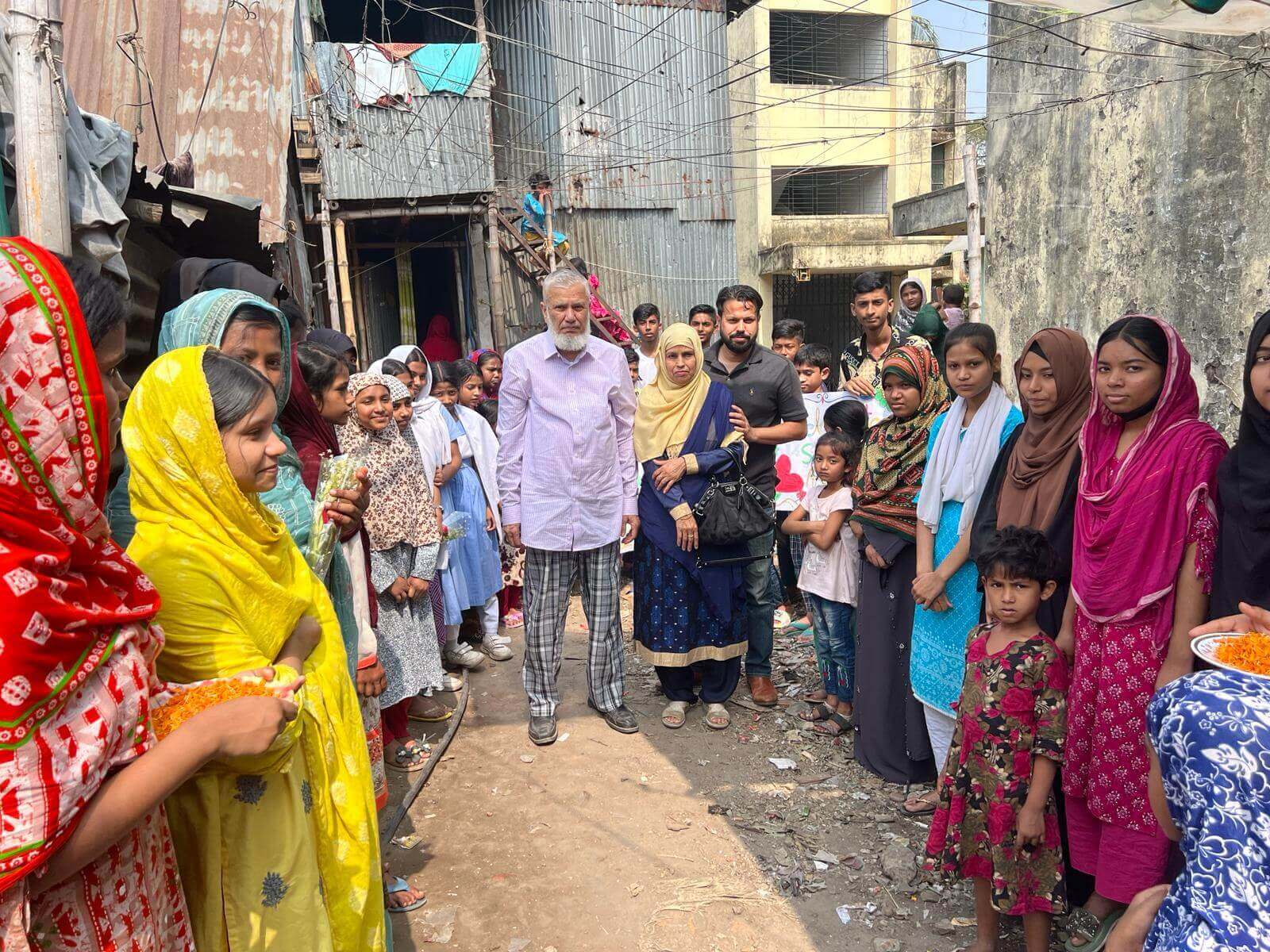 Mr. Evan Islam's parents meeting the kids in Mohakhali