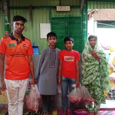 Kids in Mirpur received the meat from Shapla Foundation