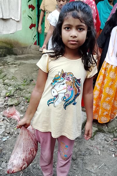 Nusrat received the meat from Shapla Foundation