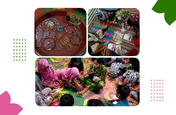 Resin art workshop by Shapla Foundation kids