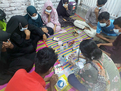 Shapla Foundation kids participating on resin art workshop