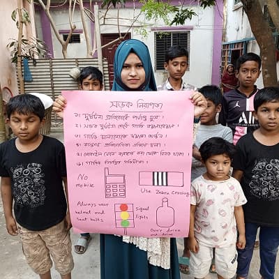 Habiba participated in the road safety awareness program