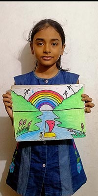 Wajiha participated in the free hand drawing