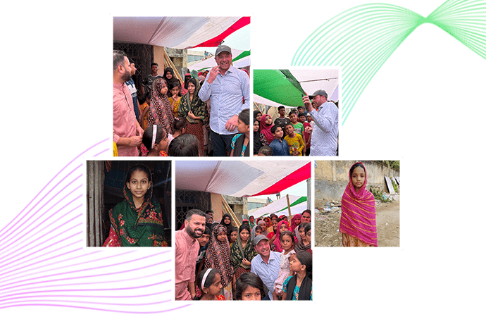 Sam Fife visiting his children in the Mohakhali slum