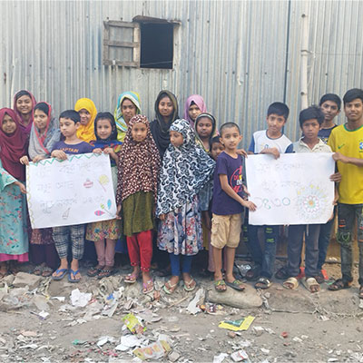 Kids in Mohakhali made posters for noboborsho 2