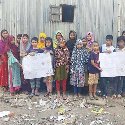 Kids in Mohakhali made posters for noboborsho