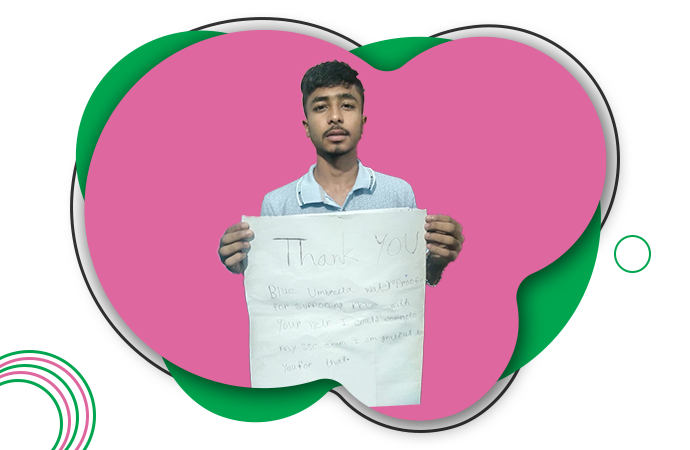 Nahid Hashan Tanvir giving thanks to his sponsor